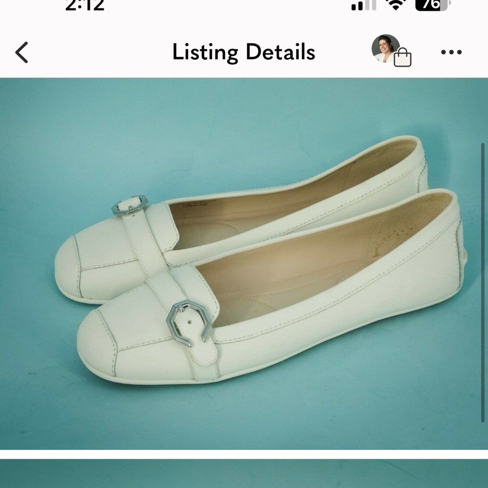 Cole Haan Size 9.5 Demi II Round Toe White Leather Slip On Flats Shoes Loafers